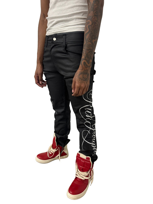 Cursive Wax Denim Jeans