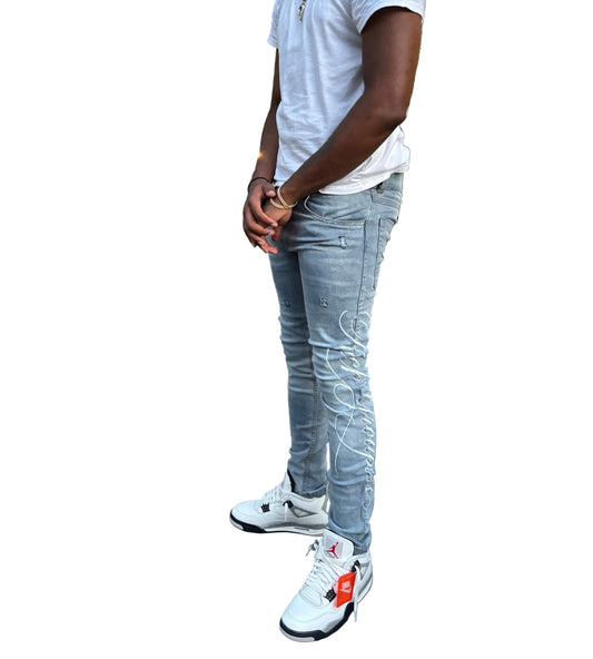 Cursive Light Denim Jeans